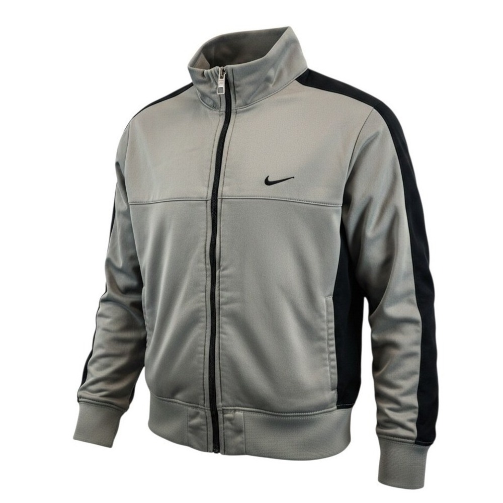 Nike Kids 6 Gray Black Track Jacket Full Zip Swoosh Sporty Active Streetwear